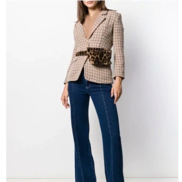 Yves Salomon Leopard Print Belt Bag In Brown - Picture 1 of 7
